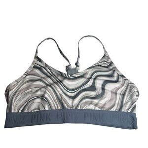 PINK Victoria's Secret Gray Sports Bra with Abstract Pattern